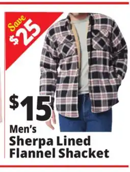 Ocean State Job Lot Men's Sherpa Lined Flannel Shacket offer