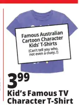 Ocean State Job Lot Kid's Famous TV Character T-Shirt offer
