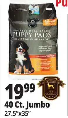 Ocean State Job Lot Huntington Pet Products Professional Grade 27.5 x 35 Puppy Pads with Odor Eliminators 40 Count offer