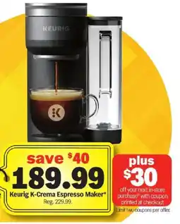 Meijer Keurig K-Crema Espresso Maker offer