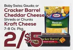 DeCicco & Sons Cracker Barrel Cheddar Cheese or Shreds or Chunks Kraft Cheese 7-8 Oz. Pkg offer