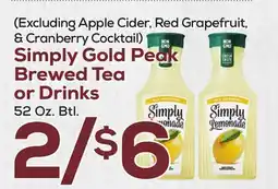 DeCicco & Sons Simply Gold Peak Brewed Tea or Drinks offer