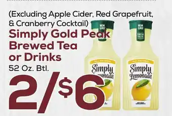 DeCicco & Sons Simply Gold Peak Brewed Tea or Drinks offer