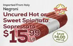 DeCicco & Sons Negroni Uncured Hot or Sweet Spianata Sopressata offer