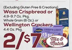 DeCicco & Sons Wasa Crispbread or 4.9-9.7 Oz. Pkg. Whole Grain (6 Oz. or Wellington Crackers 4.4 Oz. Pkg offer