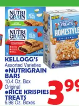 Bravo Supermarkets KELLOGG'S NUTRIGRAIN BARS RICE KRISPIES TREATS offer