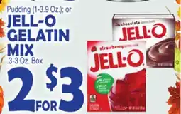Bravo Supermarkets JELL-O GELATIN MIX. 3-3 Oz. Box offer