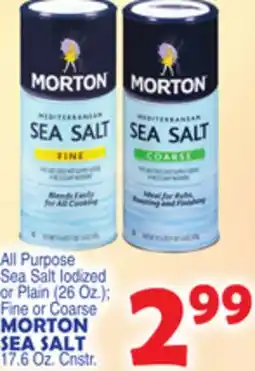 Bravo Supermarkets MORTON SEA SALT, 17.6 Oz. Cnstr offer