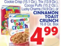 Bravo Supermarkets CINNAMON TOAST CRUNCH 16.8 Oz. Box offer