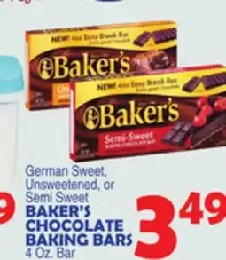 Bravo Supermarkets BAKER'S CHOCOLATE BAKING BARS offer