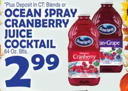 Bravo Supermarkets OCEAN SPRAY CRANBERRY JUICE COCKTAIL offer