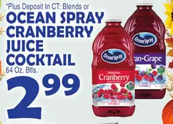 Bravo Supermarkets OCEAN SPRAY CRANBERRY JUICE COCKTAIL offer