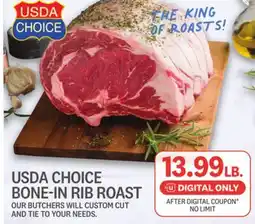 Kings Food Markets USDA CHOICE BONE-IN RIB ROAST offer