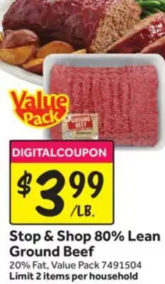 Stop&Shop Stop & Shop 80% Lean Ground Beef offer
