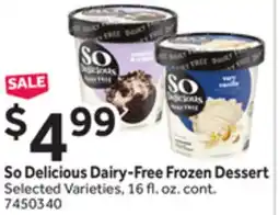 Stop&Shop So Delicious Dairy-Free Frozen Dessert offer