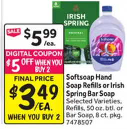 Stop&Shop Softsoap Hand Soap Refills or Irish Spring Bar Soap offer