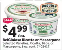 Stop&Shop BelGioioso Ricotta or Mascarpone offer