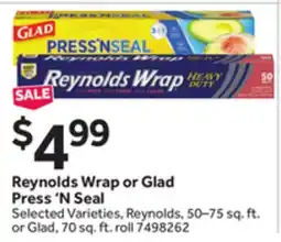 Stop&Shop Reynolds Wrap or Glad Press 'N Seal offer