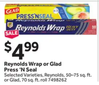 Stop&Shop Reynolds Wrap or Glad Press 'N Seal offer
