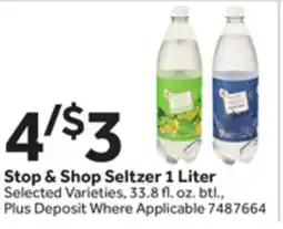 Stop&Shop Stop & Shop Seltzer 1 Liter offer