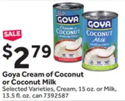 Stop&Shop Goya Cream of Coconut or Coconut Milk offer