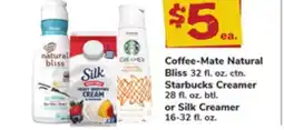ACME Coffee-Mate 32 fl. Starbucks Creamer 28 fl. oz. btl. or Silk Creamer 16-32 fl. oz offer