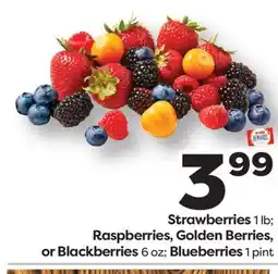 Weis Markets Strawberries 1 lb Raspberries, Golden Berries, or Blackberries 6 oz Blueberries 1 pint offer