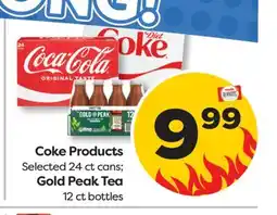 Weis Markets Coke Products Selected 24 ct cans Gold Peak Tea 12 ct bottles offer