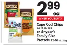 ACME Cape Cod Chips 6.5-8 oz. bag or Snyder's Family Size Pretzels 12-16 oz. bag offer