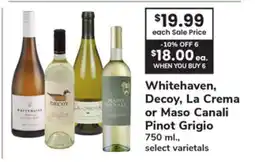 ACME Whitehaven, Decoy, La Crema or Maso Canali Pinot Grigio offer