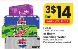 ACME Pepsi 12-pk., 12 fl. oz. cans or Bubly Sparkling Water 8-pk., 12 fl. oz. cans offer