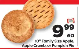 Weis Markets 10 Family Size Apple, Apple Crumb, or Pumpkin Pie offer