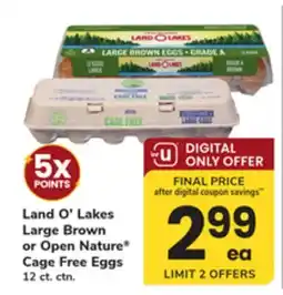 ACME Land O'Lakes Large Brown or Open Nature Cage Free Eggs offer