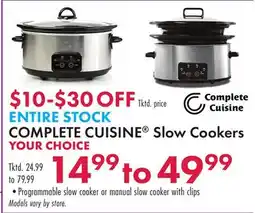 Boscov's COMPLETE CUISINE Slow Cookers offer