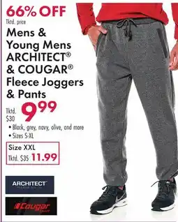 Boscov's Mens & Young Mens ARCHITECT & COUGAR Fleece Joggers & Pants offer