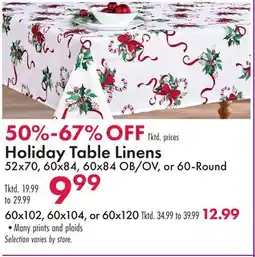 Boscov's Holiday Table Linens offer
