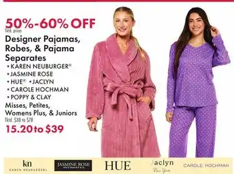 Boscov's Designer Pajamas, Robes, & Pajama Separates offer