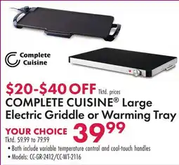 Boscov's COMPLETE CUISINE Large Electric Griddle or Warming Tray offer