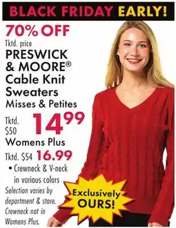 Boscov's PRESWICK & MOORE Cable Knit Sweaters offer