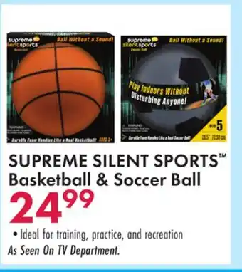 Boscov's SUPREME SILENT SPORTS Basketball & Soccer Ball offer