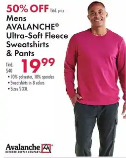 Boscov's Mens AVALANCHE Ultra-Soft Fleece Sweatshirts & Pants offer