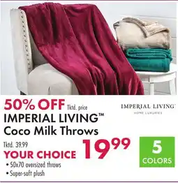 Boscov's IMPERIAL LIVING Coco Milk Throws offer