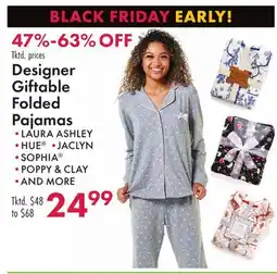 Boscov's Designer Giftable Folded Pajamas offer