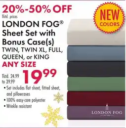 Boscov's LONDON FOG Sheet Set with Bonus Case(s) offer