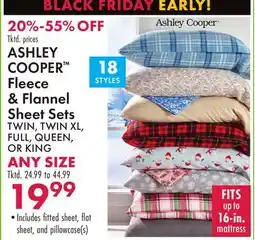 Boscov's ASHLEY COOPER Fleece & Flannel Sheet Sets offer
