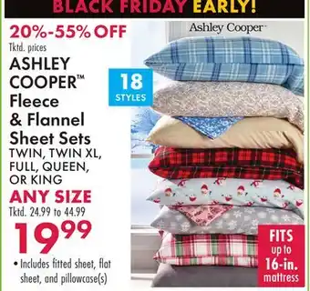 Boscov's ASHLEY COOPER Fleece & Flannel Sheet Sets offer