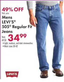 Boscov's Mens LEVI'S 505 Regular Fit Jeans offer