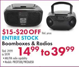 Boscov's ENTIRE STOCK Boomboxes & Radios offer
