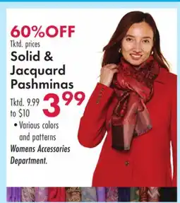Boscov's Solid & Jacquard Pashminas offer