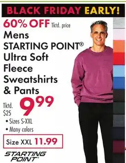 Boscov's Mens STARTING POINT Ultra Soft Fleece Sweatshirts & Pants offer